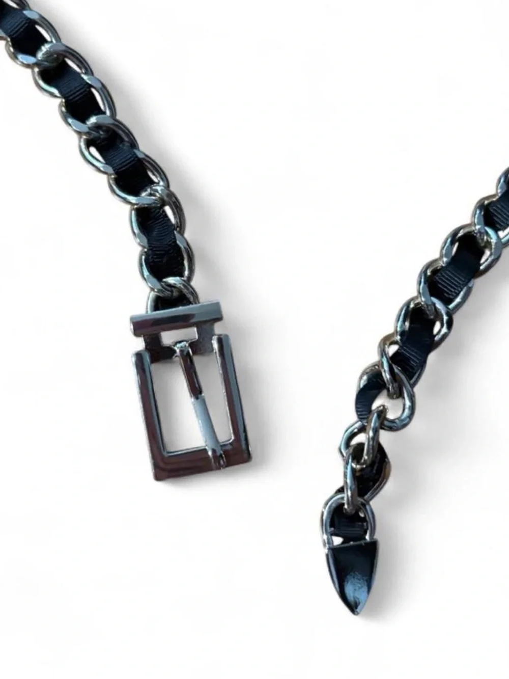 Black Ribbon and Gold Chain Belt